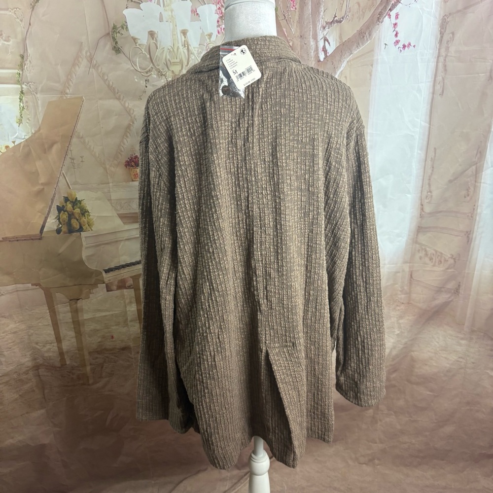 NEW Free People Beach Reign Textured Oversized Blazer in brown - Picture 8 of 11